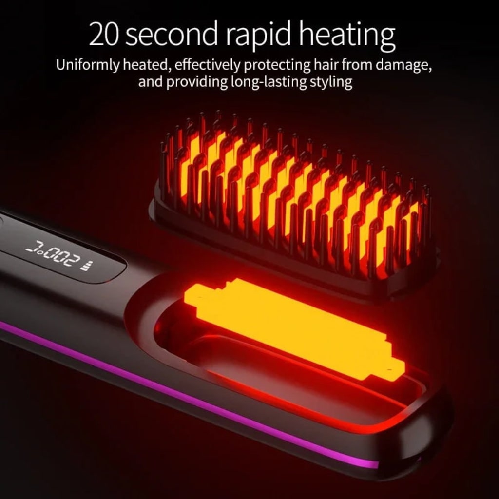 Brosse lissante sans fil USB-C avec affichage de température