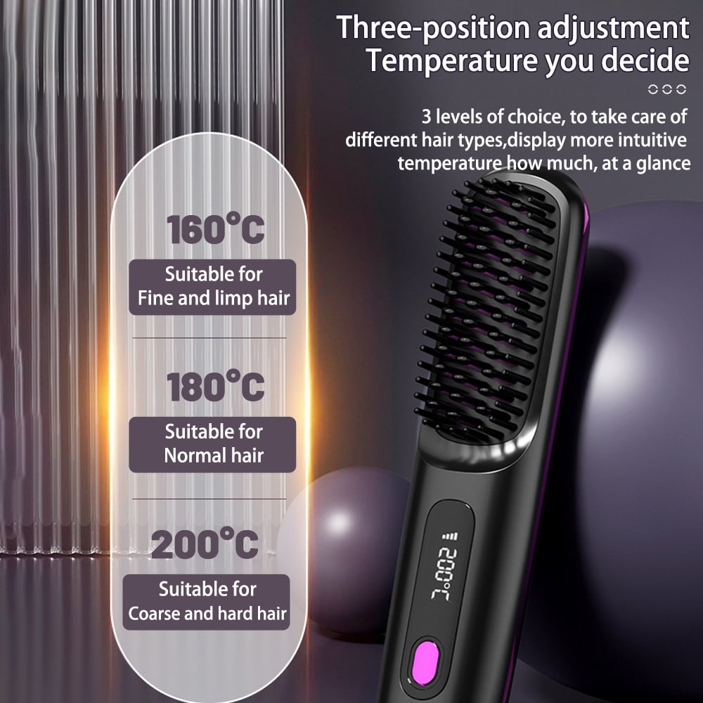 Brosse lissante sans fil à écran LCD et recharge USB-C