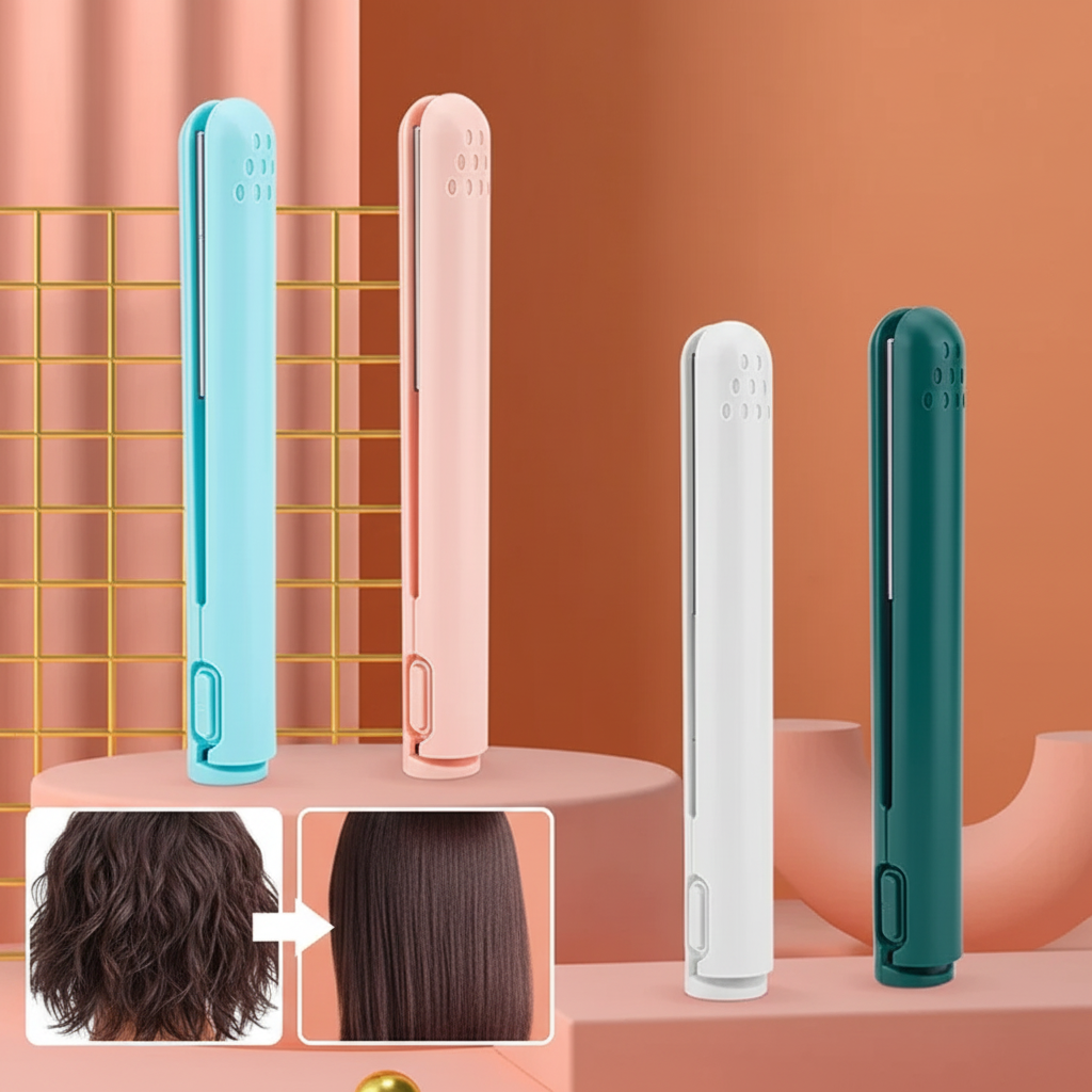 Mini lisseur rechargeable à plaques céramiques et verrou
