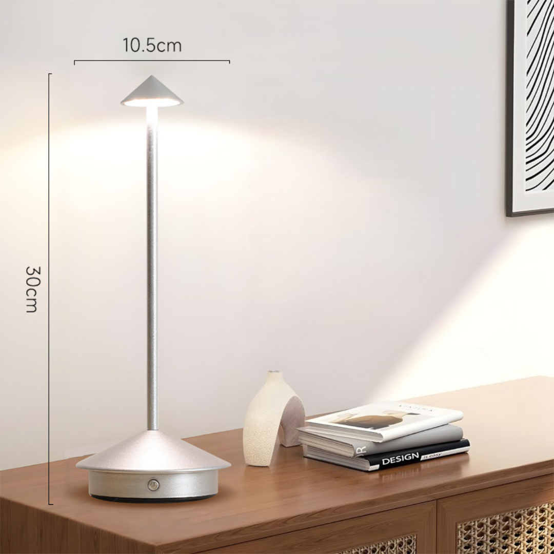 Lampe de table LED sans fil rechargeable à abat-jour conique