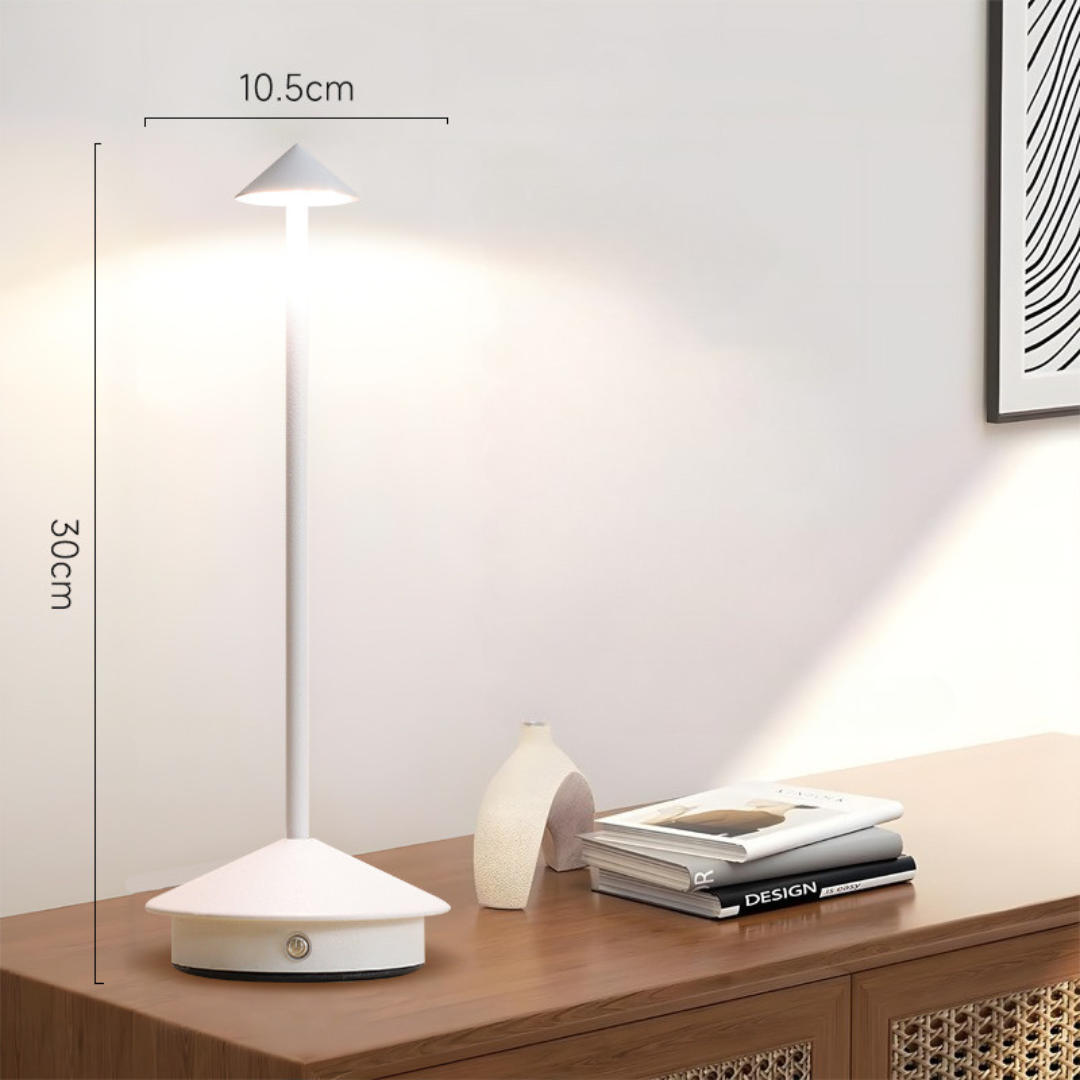 Lampe de table LED sans fil rechargeable à abat-jour conique