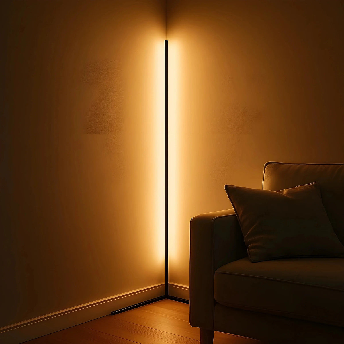 Lampadaire d'angle LED à lumière indirecte et télécommande