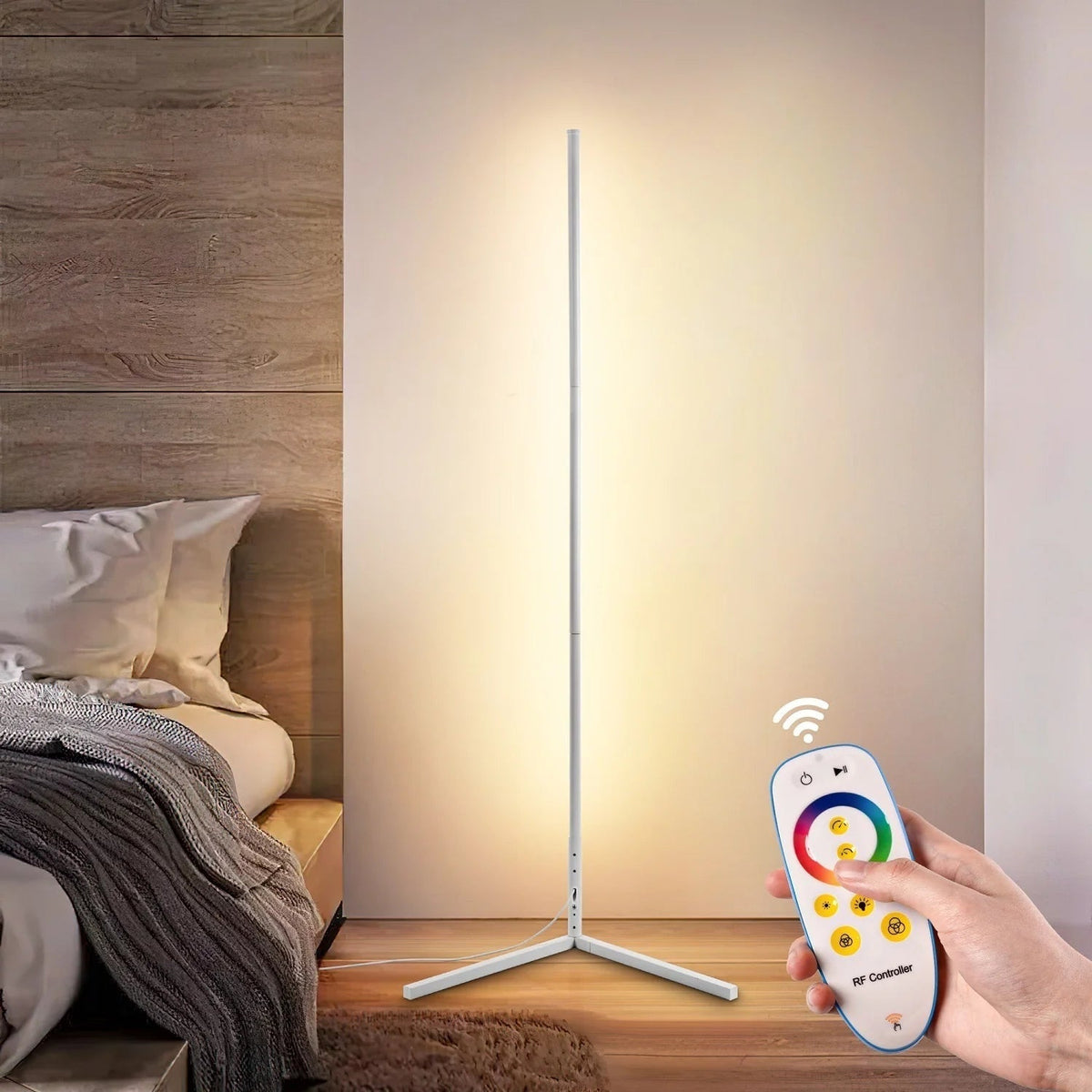Lampadaire d'angle LED à lumière indirecte et télécommande