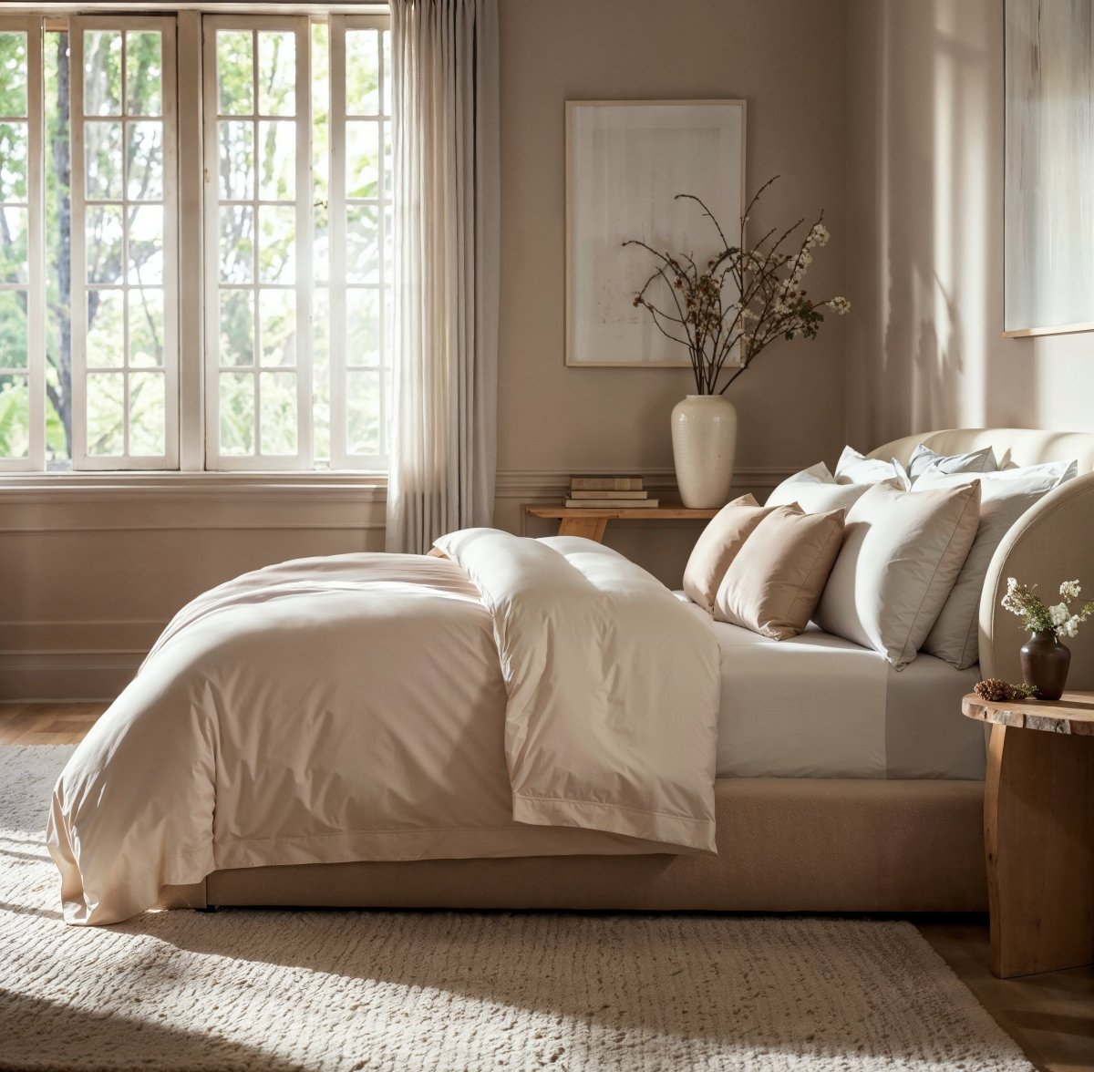 Housse de couette en coton satiné avec taies assorties