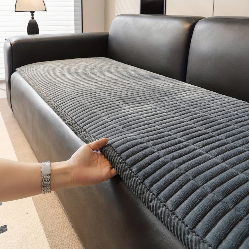 Coussin de protection d'assise de canapé en peluche côtelée