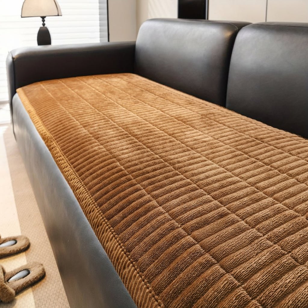 Coussin de protection d'assise de canapé en peluche côtelée