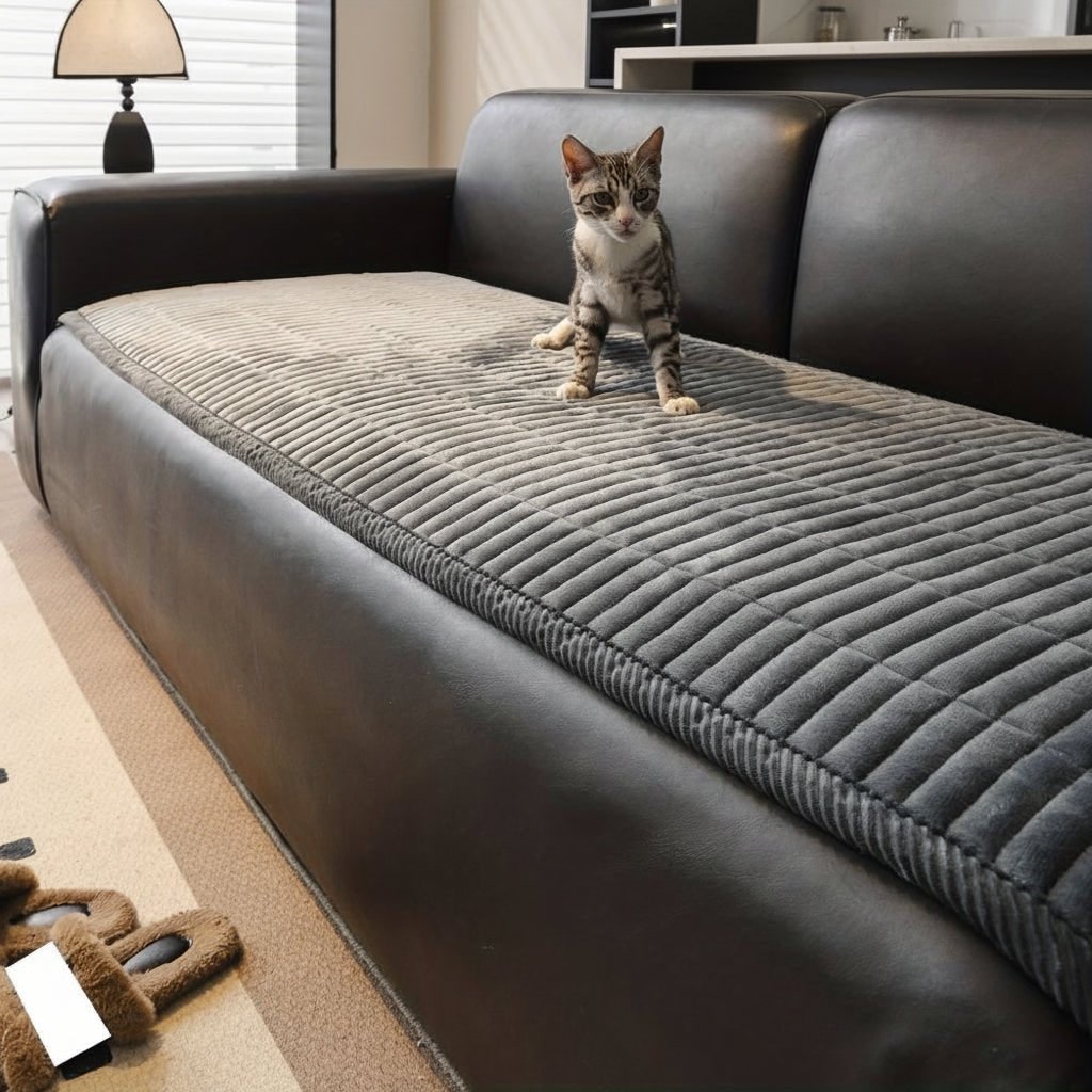 Coussin de protection d'assise de canapé en peluche côtelée