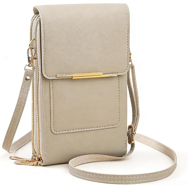 Sac bandoulière pour téléphone à fenêtre tactile et porte-cartes