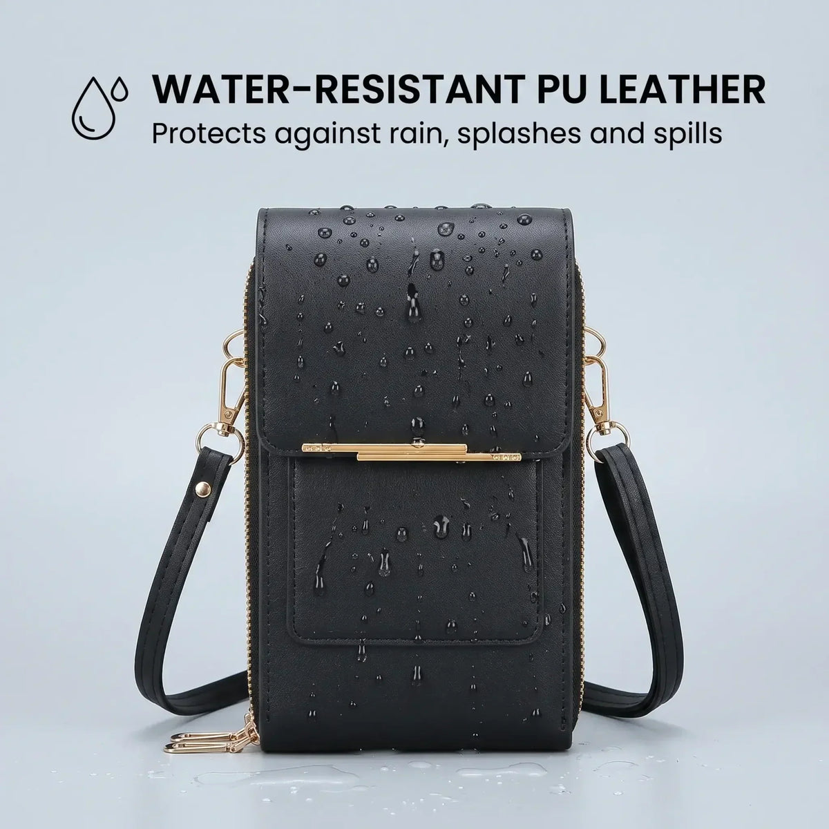 Sac bandoulière pour téléphone à fenêtre tactile et porte-cartes