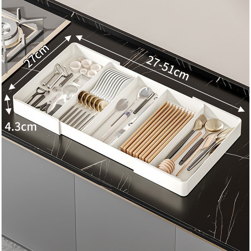 Range-couverts extensible en plastique à compartiments