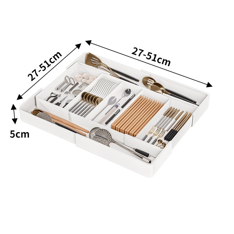 Range-couverts extensible en plastique à compartiments