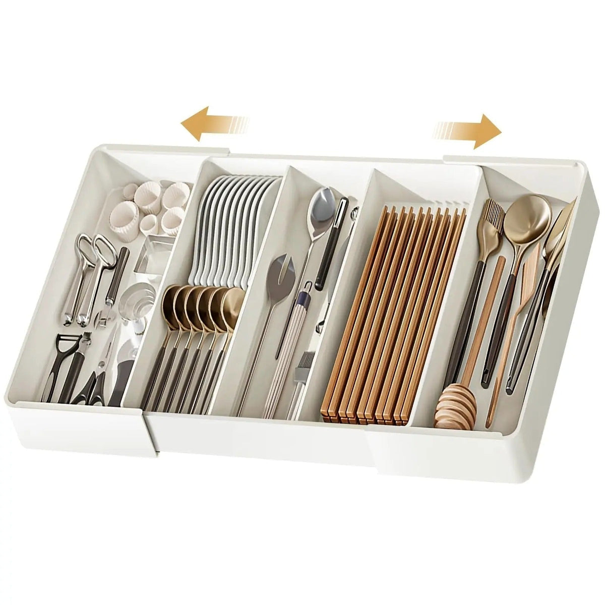Range-couverts extensible en plastique à compartiments