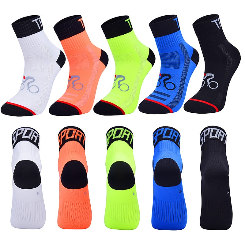 Chaussettes de cyclisme mi-mollet à renforts talon et pointe