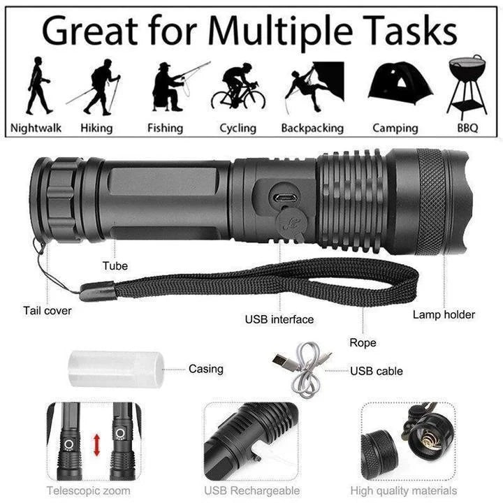 Lampe torche rechargeable à DEL XHP50.2, trois modes