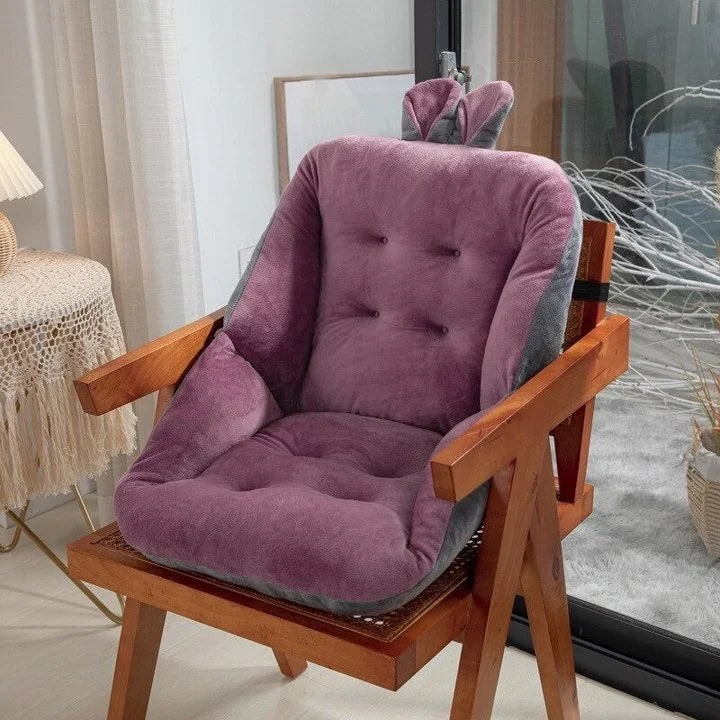 Coussin de chaise en peluche avec dossier intégré et oreilles
