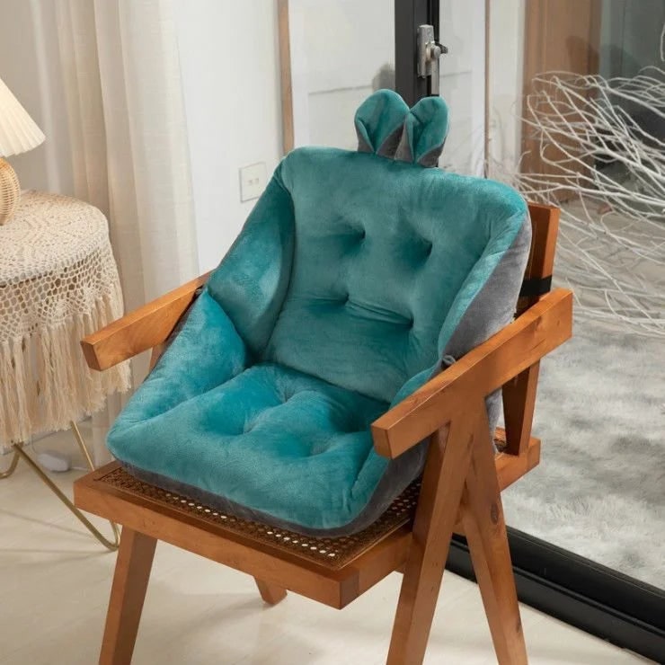 Coussin de chaise en peluche avec dossier intégré et oreilles