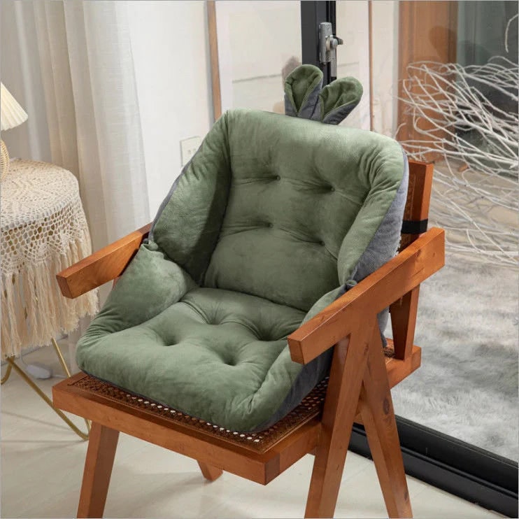 Coussin de chaise en peluche avec dossier intégré et oreilles