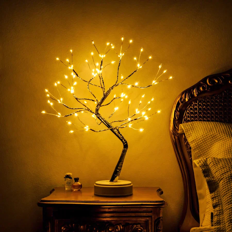 Lampe bonsaï à branches flexibles et micro-LED chaudes