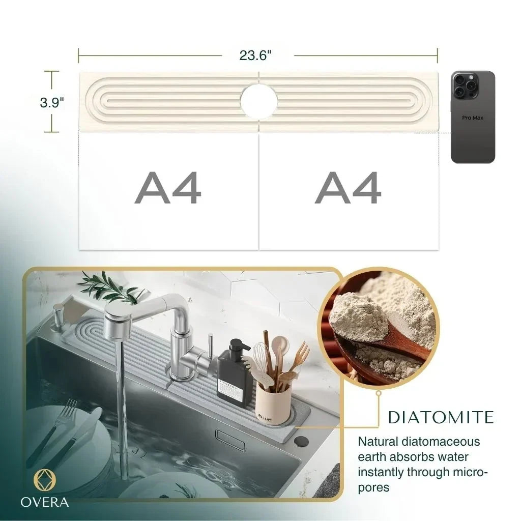 Tapis anti-éclaboussures de robinet en diatomite