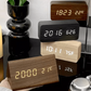 Réveil LED à effet bois avec date et température