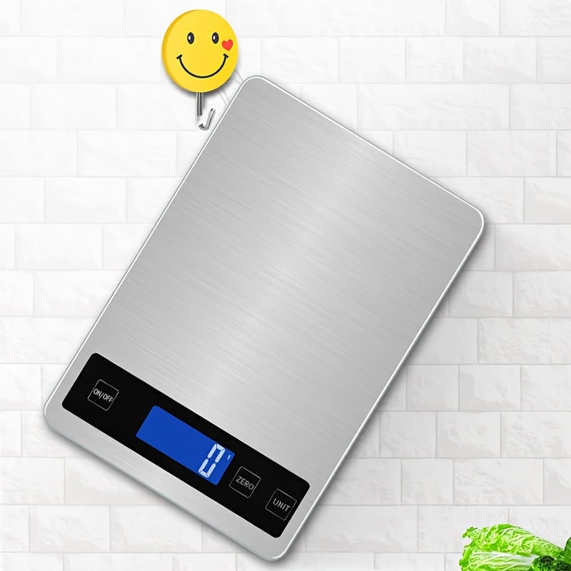 Balance de cuisine rechargeable USB à plateau inox, 15 kg