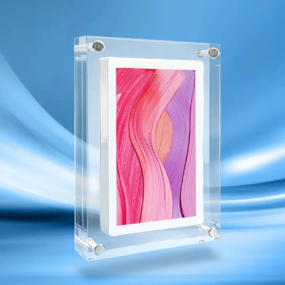 Cadre photo numérique à écran IPS et boîtier acrylique transparent