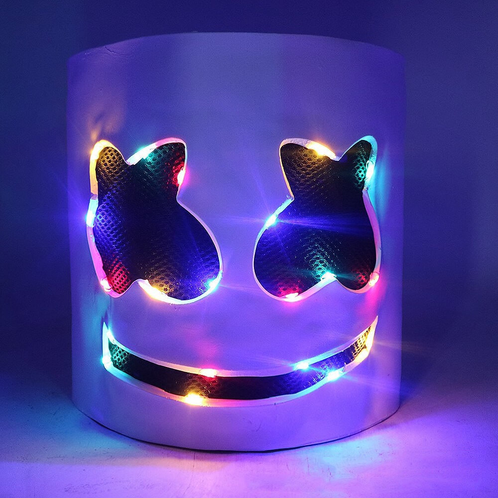 Déguisement de DJ avec masque LED et ensemble blanc