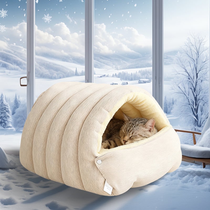 Panier niche pour chat ou petit chien en velours côtelé