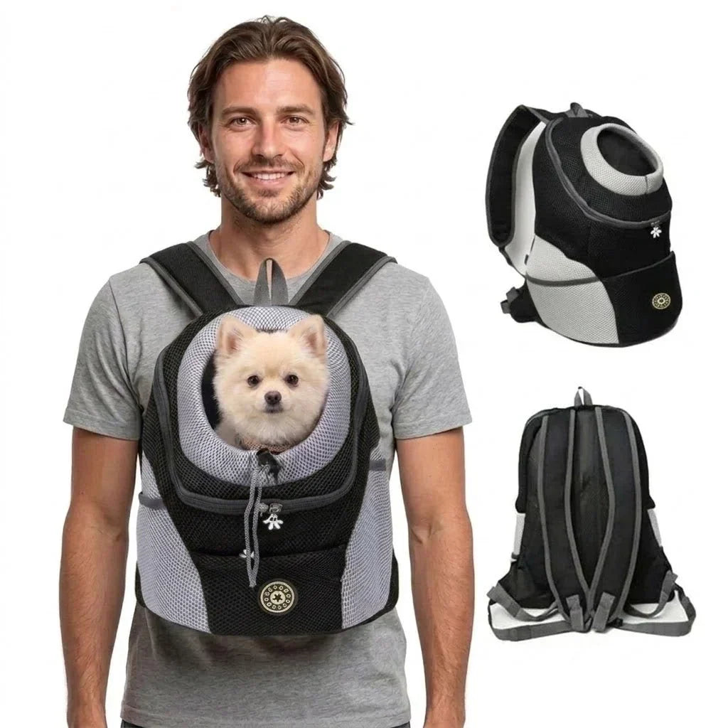 Sac de transport ventral pour chien à maille respirante