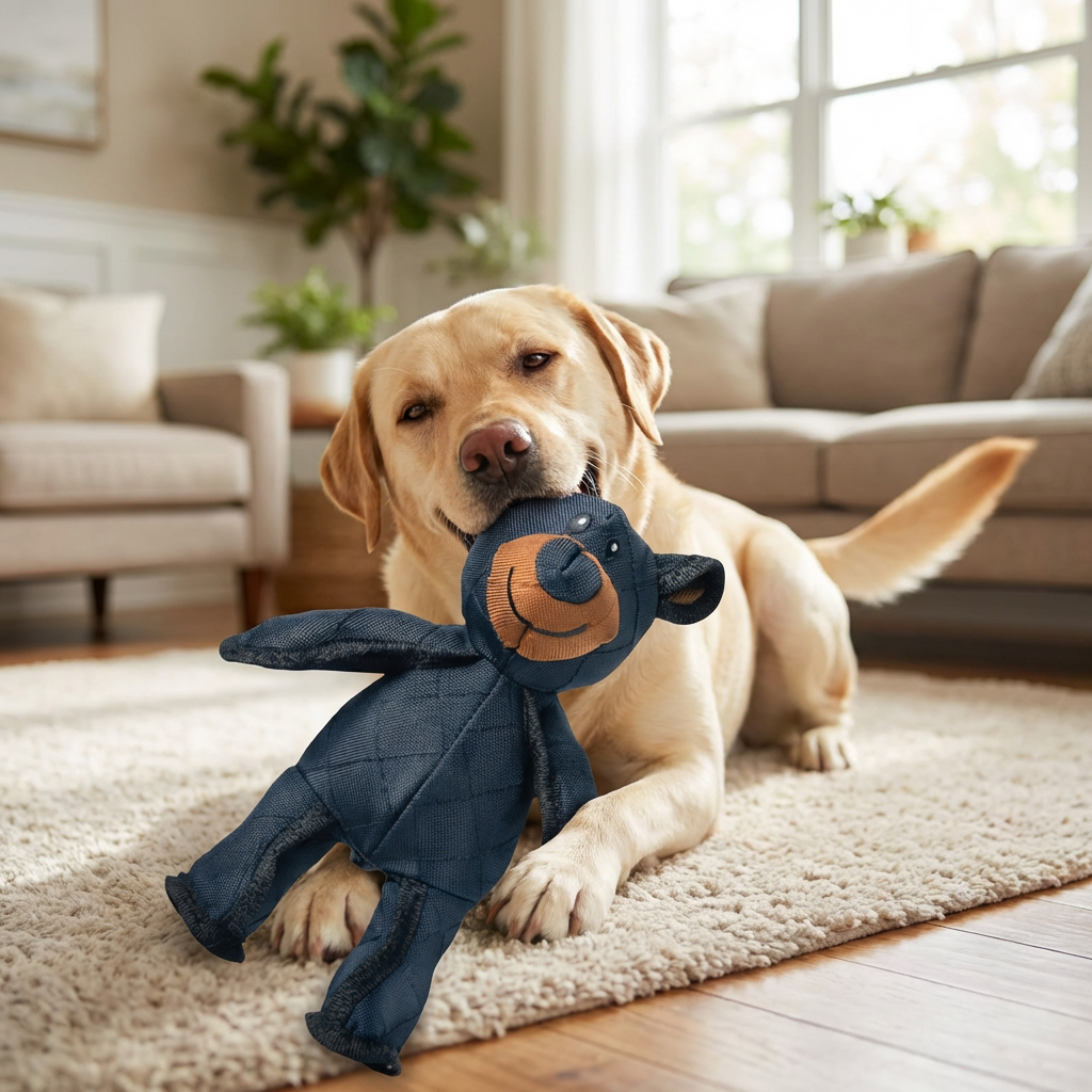 Jouet rembourré pour chien en toile à coutures renforcées