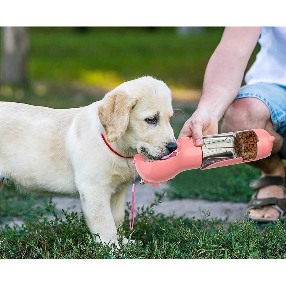 Gourde pour chien à bol intégré et rangement pour sacs