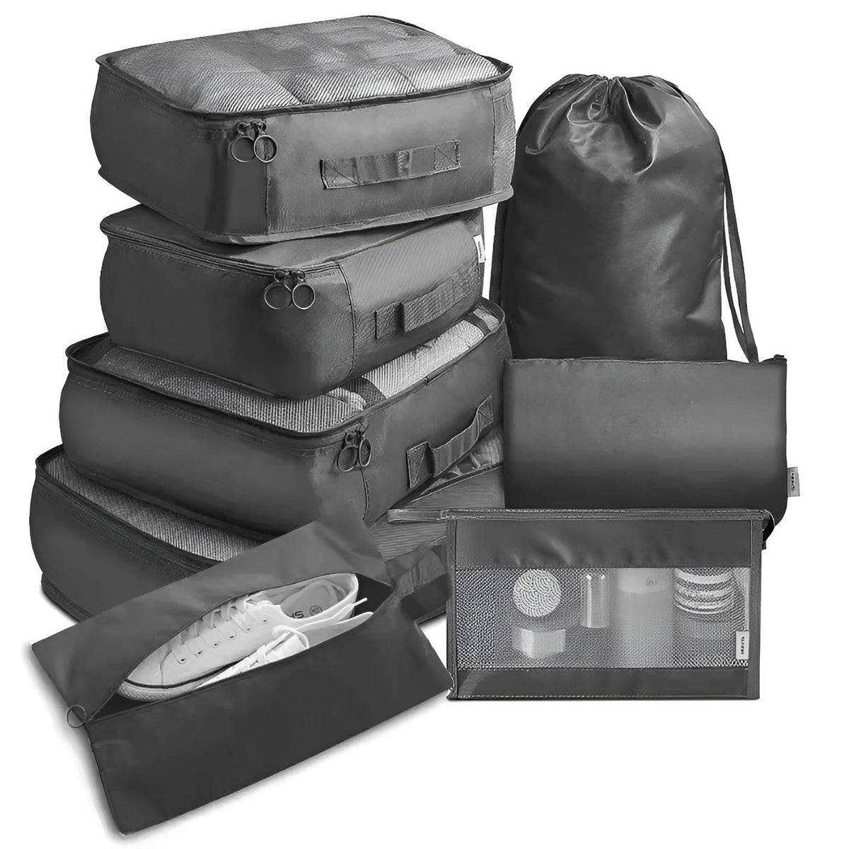 Lot de 7 sacs de rangement de valise avec pochettes chaussures et toilette