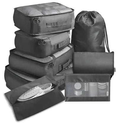 Lot de 7 sacs de rangement de valise avec pochettes chaussures et toilette