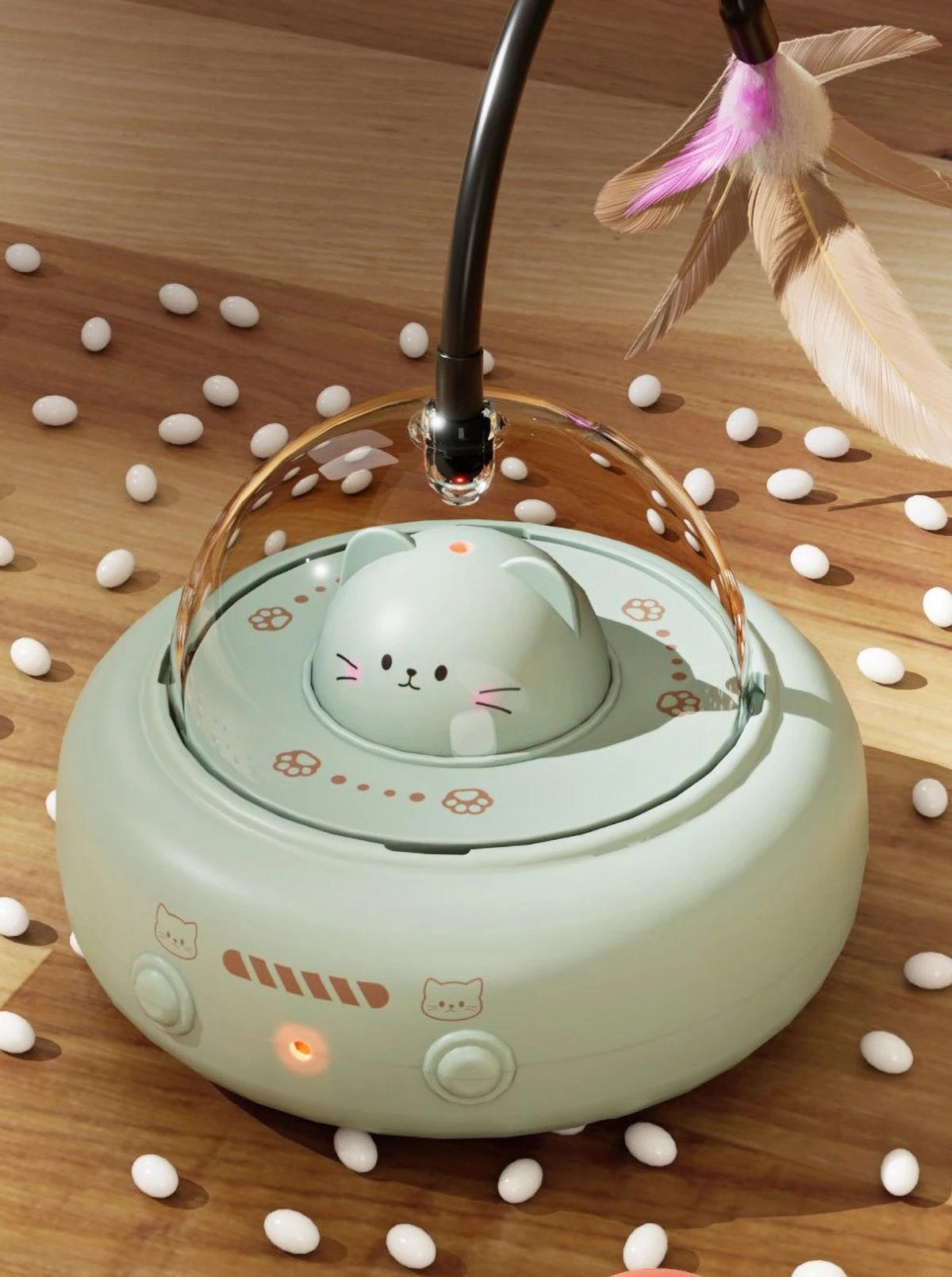 Felineau Jouet Interactif Intelligent pour Chat | Taquin Automatique à Plumes Rotatif