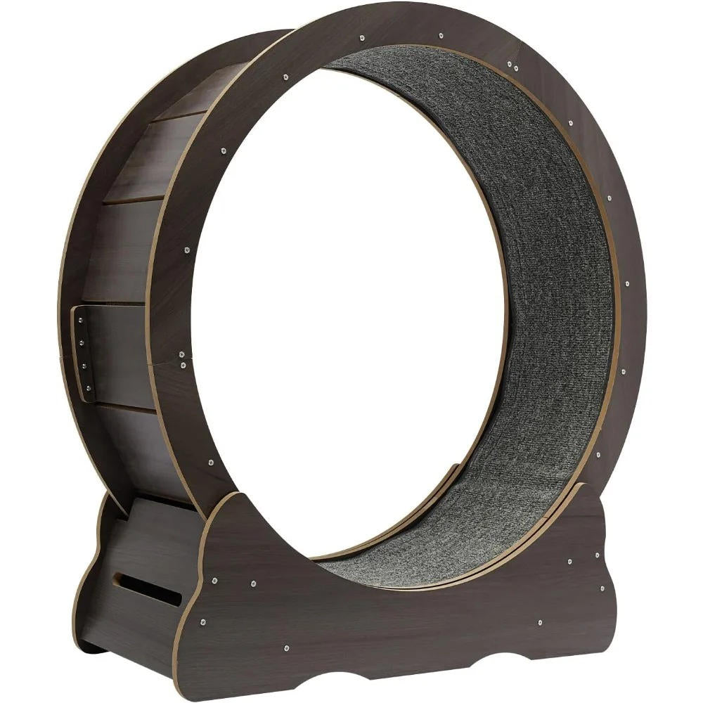Roue d'Exercice Intérieure pour Chat – Piste Rembourrée Silencieuse 81 cm Finition Bois