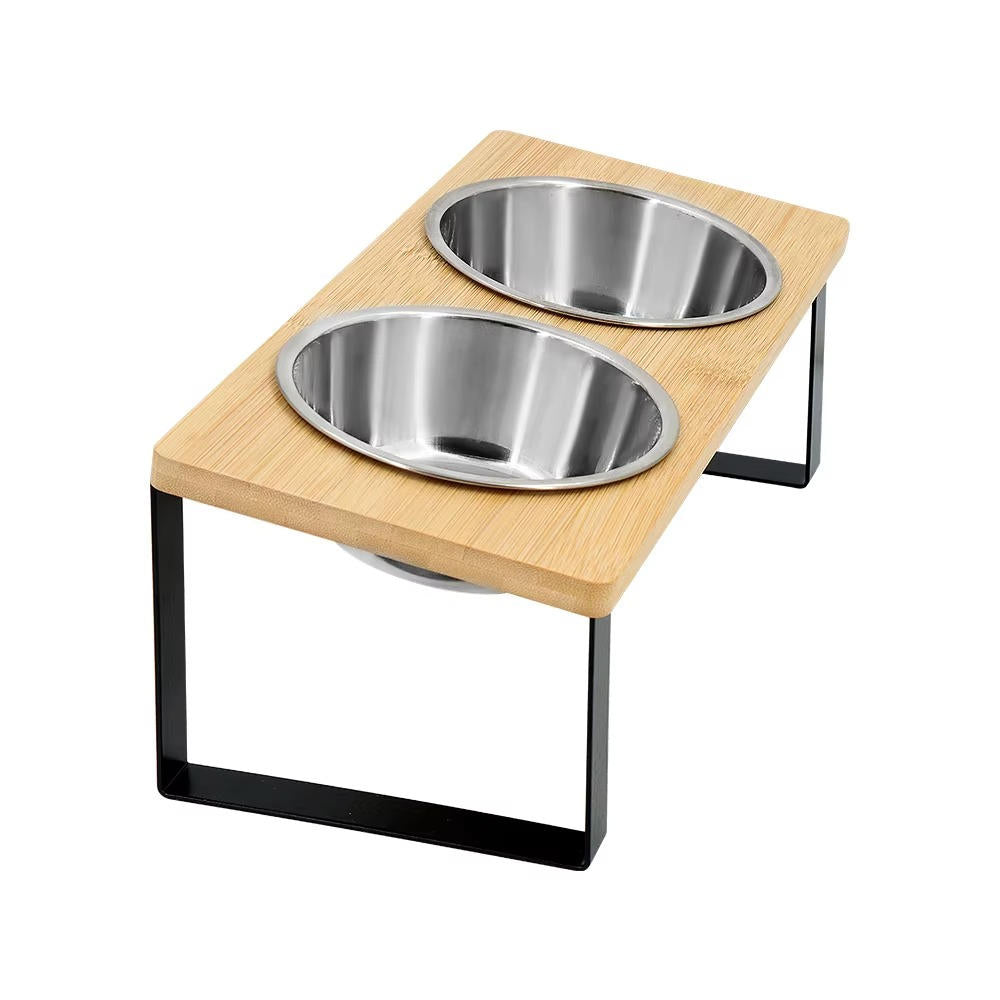 Felineau Gamelle Surélevée pour Chat — Double Bol Inox Incliné 15°