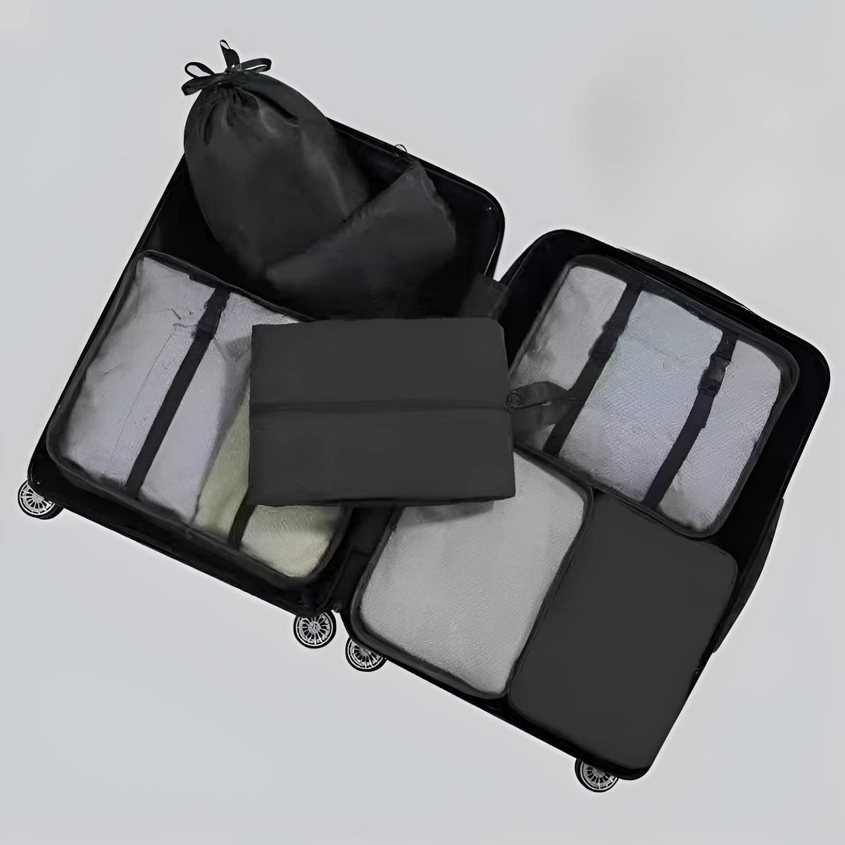 Lot de 7 sacs de rangement de valise avec pochettes chaussures et toilette
