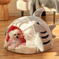 Felineau Lit Caverne Requin pour Chien et Chat | Couchage Douillet 40x40x32 cm