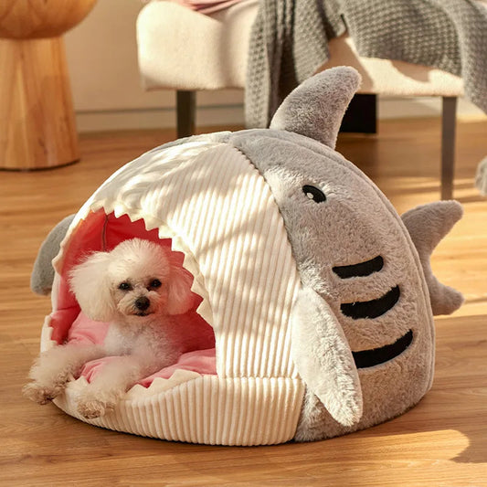 Felineau Lit Caverne Requin pour Chien et Chat | Couchage Douillet 40x40x32 cm