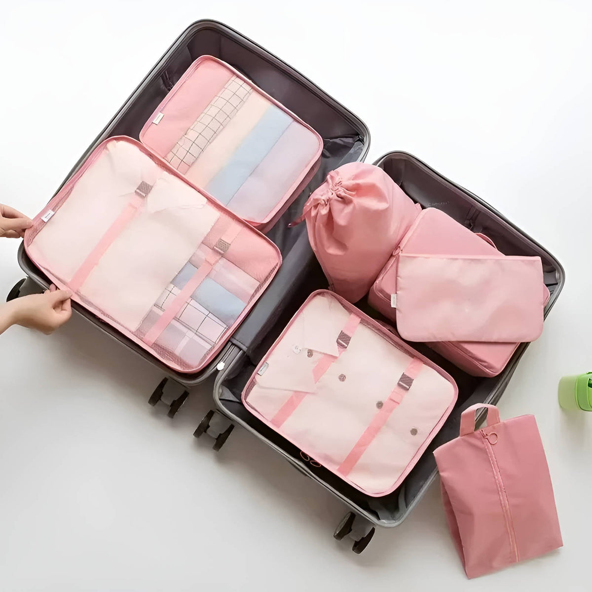 Lot de 7 sacs de rangement de valise avec pochettes chaussures et toilette
