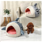 Felineau Lit Caverne Requin pour Chien et Chat | Couchage Douillet 40x40x32 cm