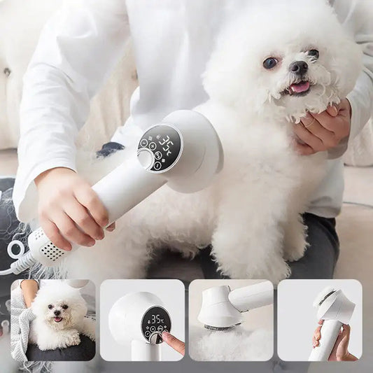 Felineau Sèche-Poils 2 en 1 pour Chien et Chat | Brosse Soufflante de Toilettage Intelligente