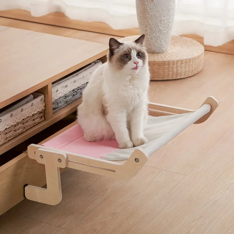 Felineau Hamac en Bois pour Chat | Perchoir Mural Suspendu Confort Premium