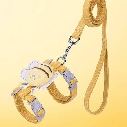 Harnais et Laisse pour Chat – Kit Promenade Anti-Évasion Réglable avec Motif Abeille