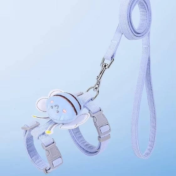 Harnais et Laisse pour Chat – Kit Promenade Anti-Évasion Réglable avec Motif Abeille