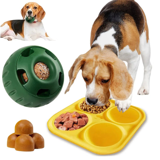 Felineau Gamelle Anti-Glouton & Jouet à Mâcher Rechargeable en Silicone | 2 en 1 pour Chien