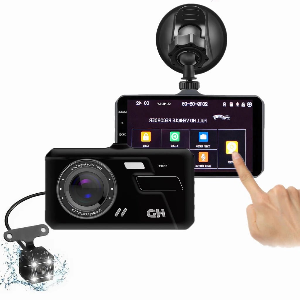 Caméra de voiture avant et arrière 1080p avec écran 4 pouces