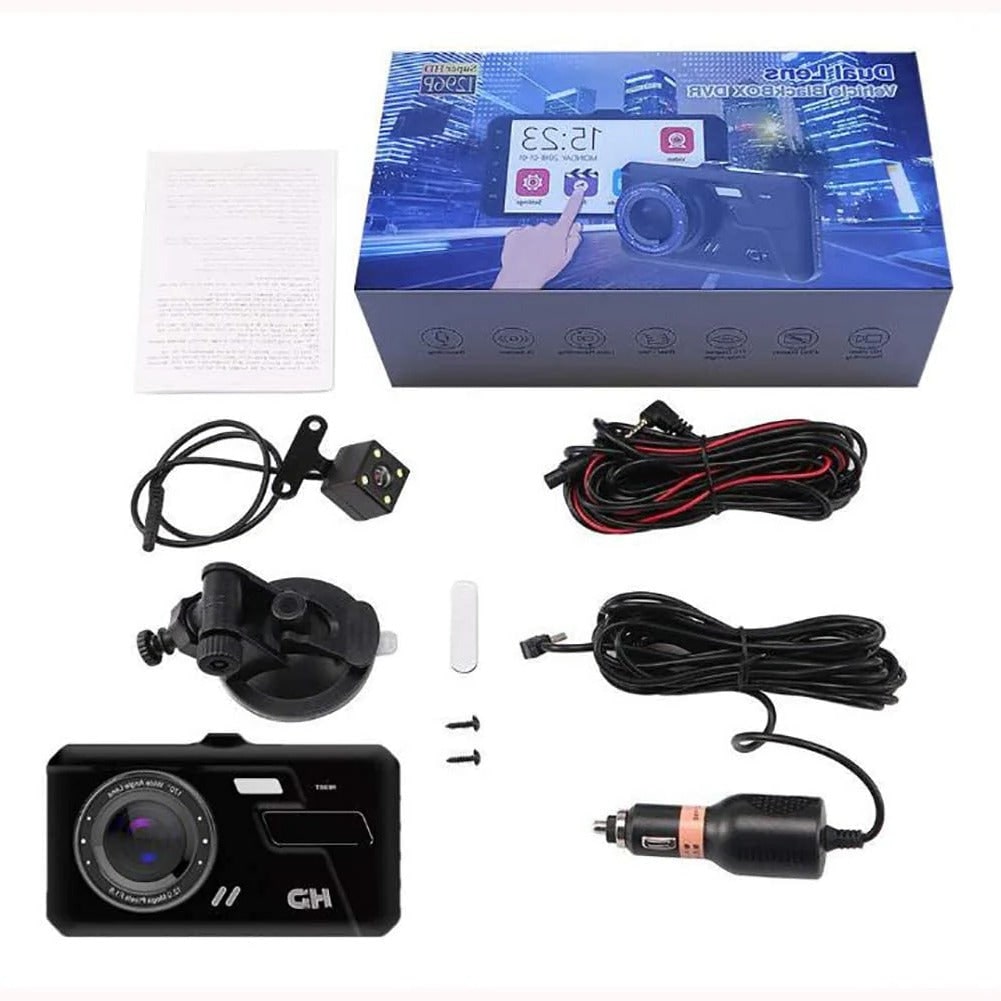 Caméra de voiture avant et arrière 1080p avec écran 4 pouces