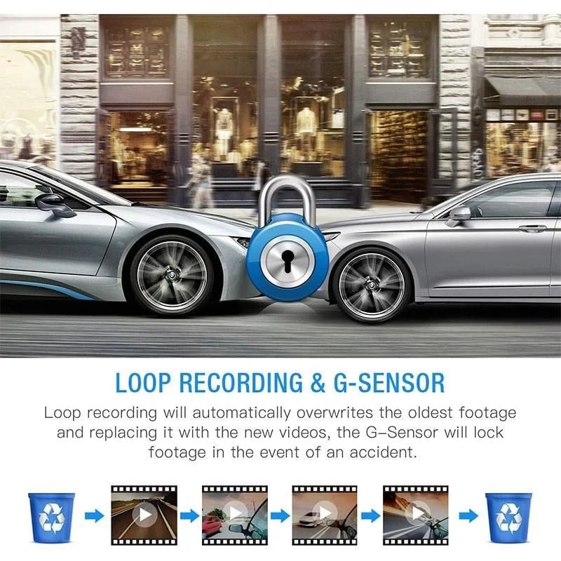 Caméra de voiture avant et arrière 1080p avec écran 4 pouces