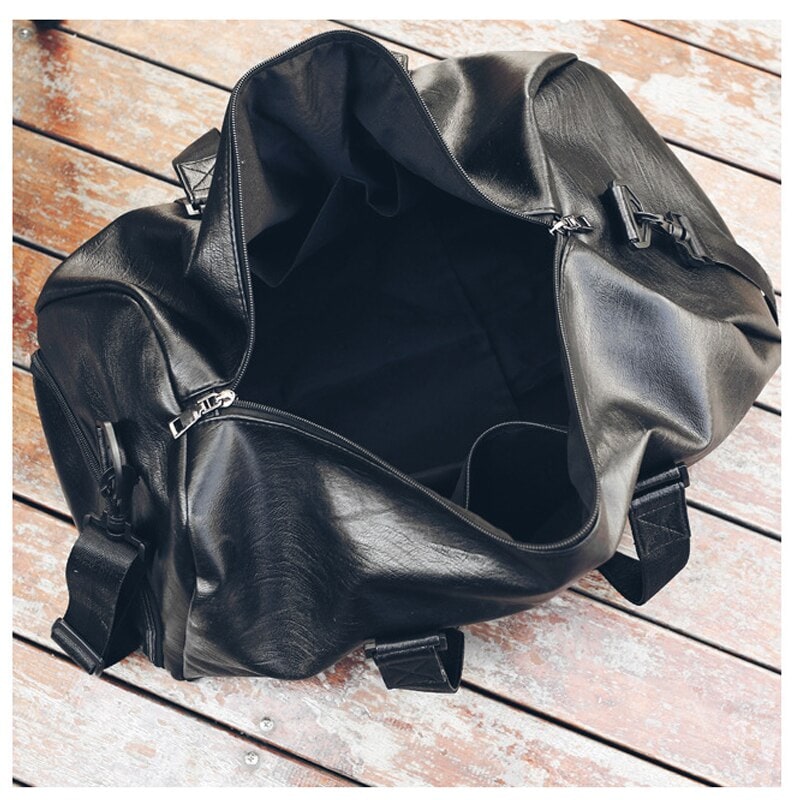 Sac de voyage cylindrique en similicuir à bandoulière réglable